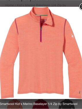 Kids Smartwool Long-Sleeve Half-Zip Top - Coral